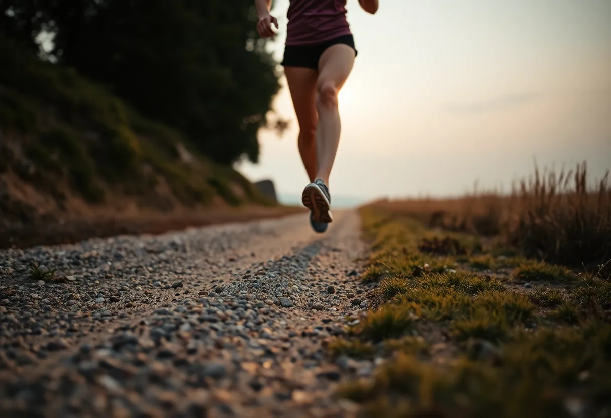 Close-Up of Running Shoes on Wooden Surface