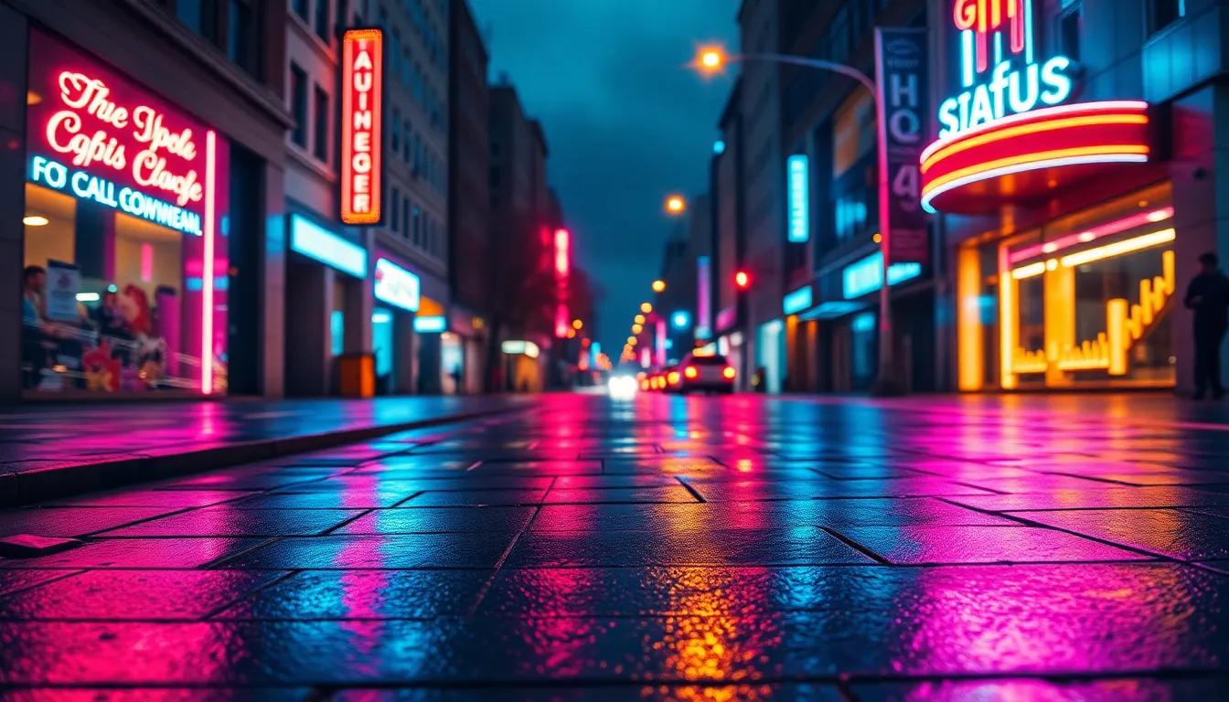 Night Runner Under Neon City Lights