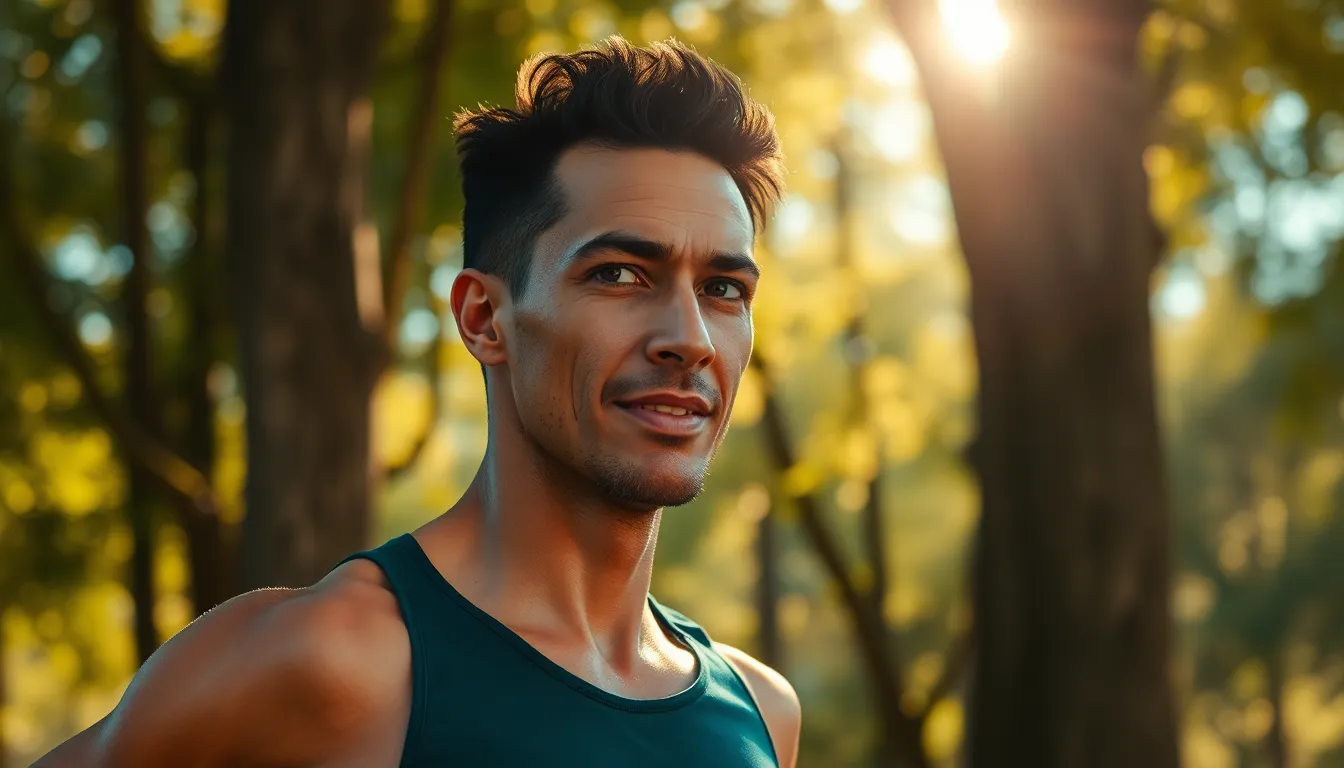 Runner in Nature Focused on the Trail