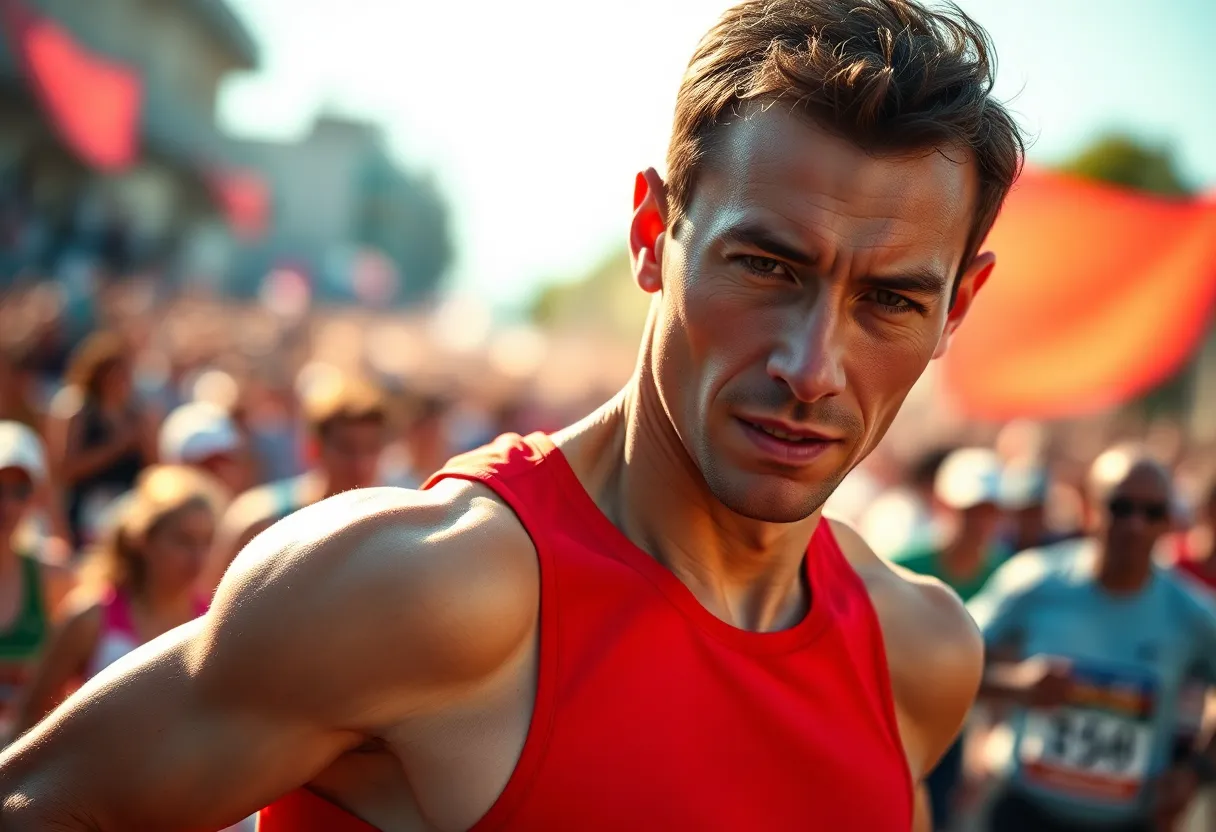 Athlete Stretching in Morning Park