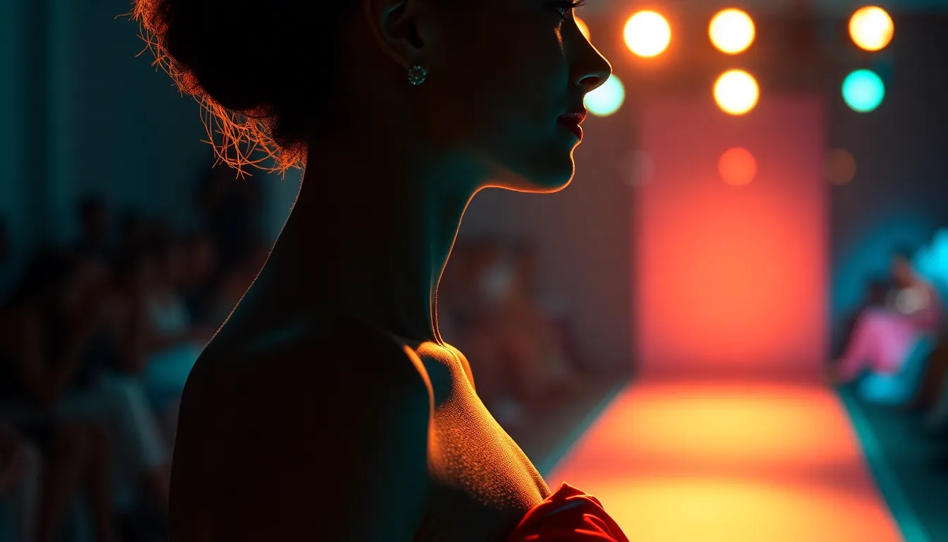 Elegant Model on Runway Showcasing Haute Couture