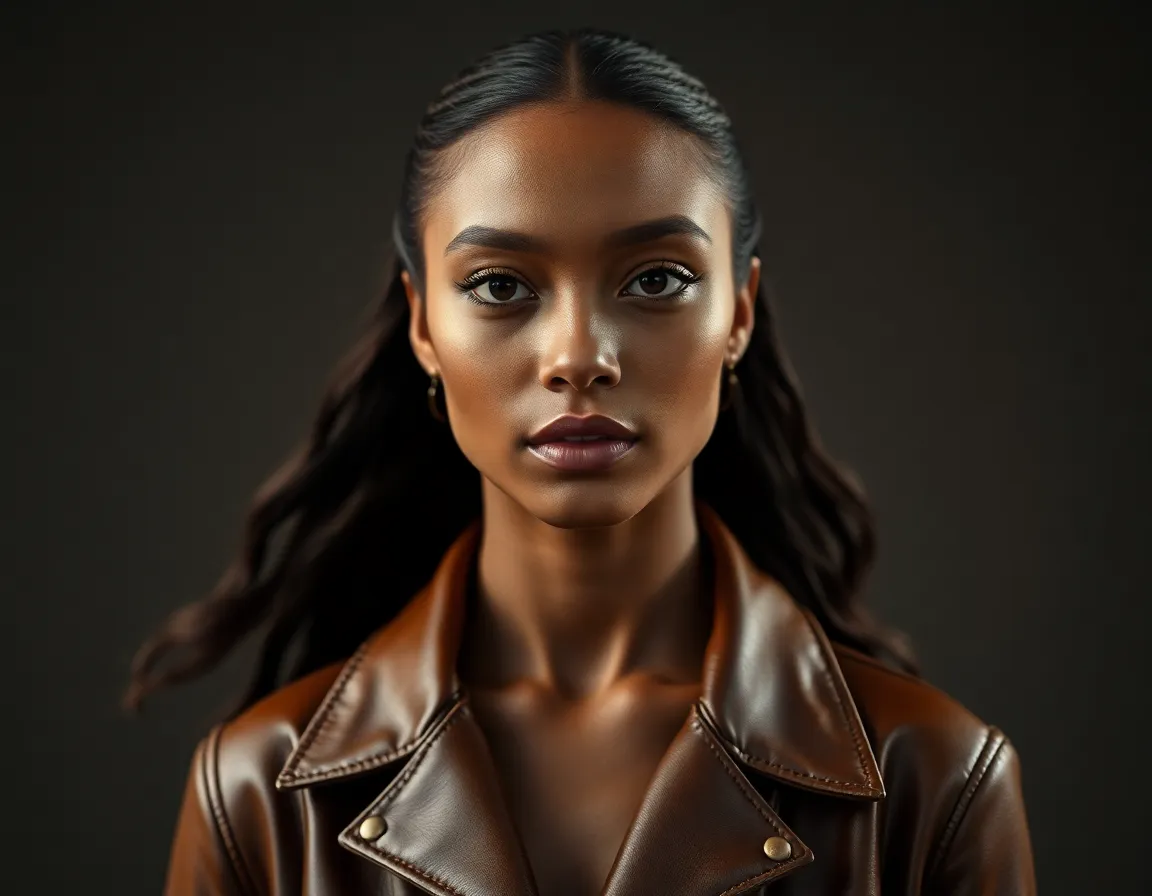 Striking Fashion Model in Studio Runway Setting