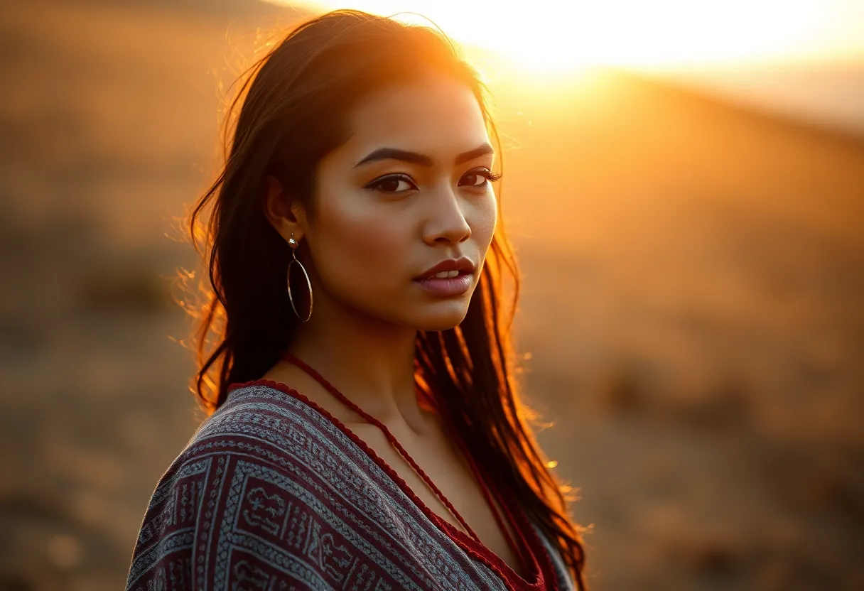 Fashion Model Embracing Natural Light on Runway