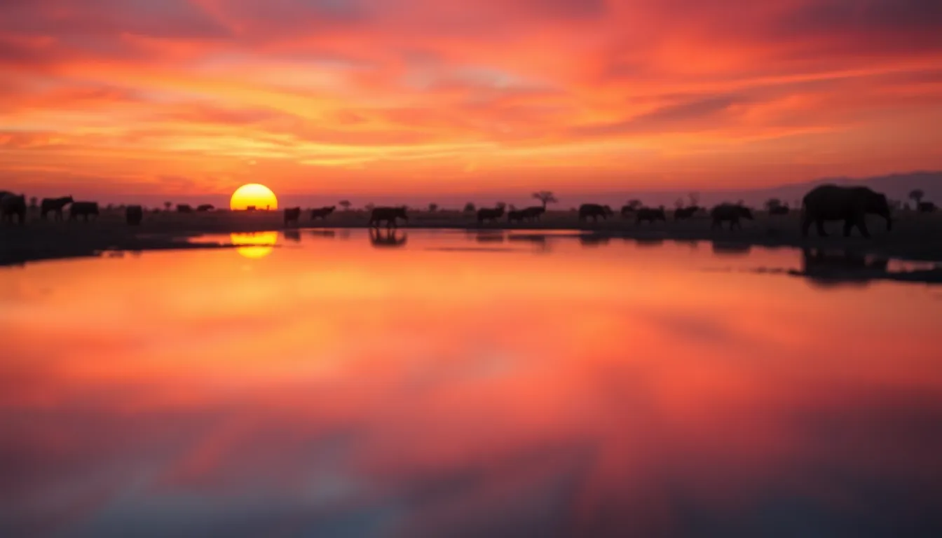 Tranquil Sunset over Waterhole