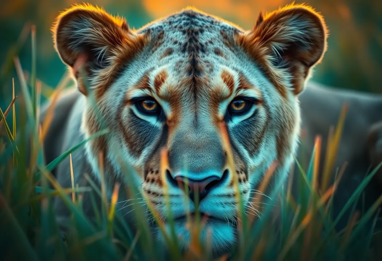 Majestic Lion in Golden Grass