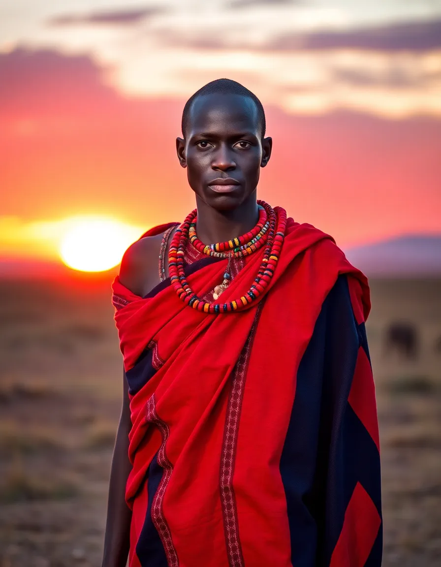 Maasai Warrior at Sunset