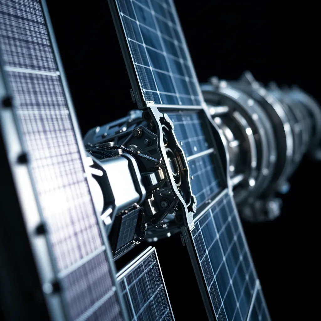 Close-Up of Satellite Array on Space Station