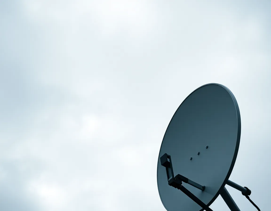 Satellite Dish Under Dramatic Clouds