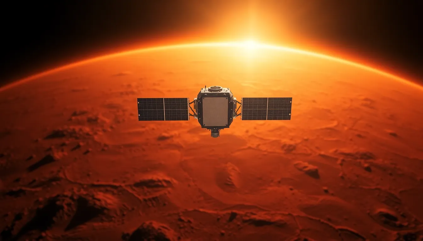 Satellite Orbiting Mars in Conceptual Art