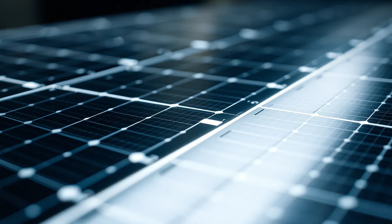 Close-Up of Satellite Solar Panel This striking close-up image showcases the intricate details of a satellite's solar panel. Captured in diffused daylight, the textures and patterns of the solar cells are beautifully illuminated, creating a harmonious play of light and shadow. The shallow depth of field allows for a dreamy blurred background, emphasizing the elegance of the solar panel's design. With a focused composition, the image invites viewers to appreciate the sophisticated technology that powers modern satellites.