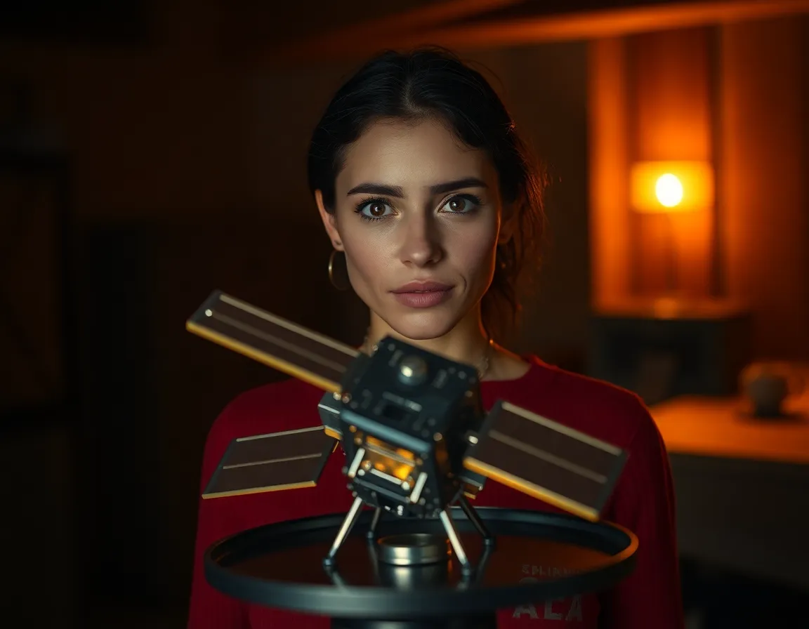 Satellite Model Under Firelight