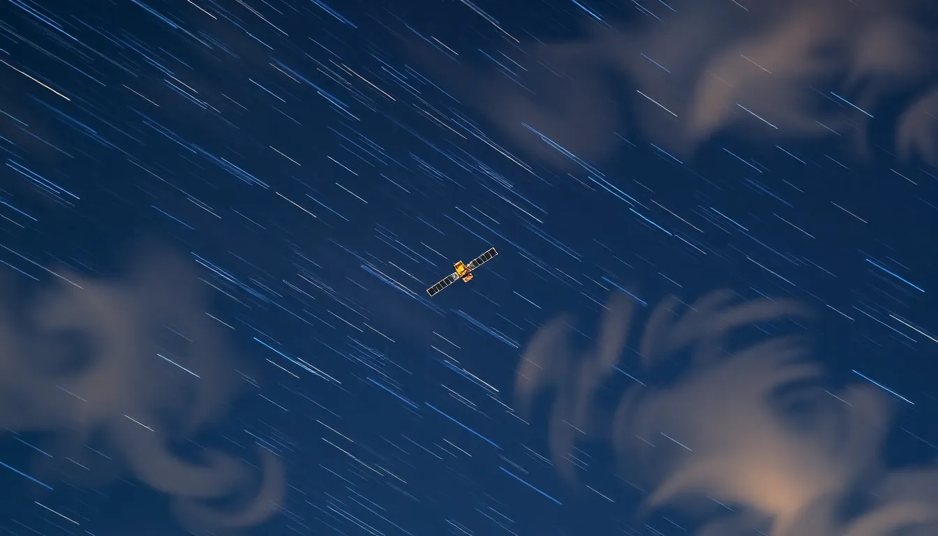 Satellite During Meteor Shower