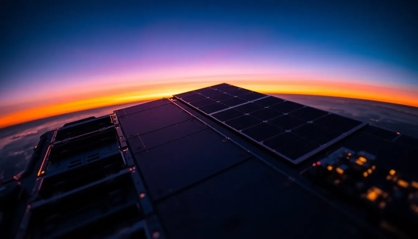Satellite Over Earth During Twilight