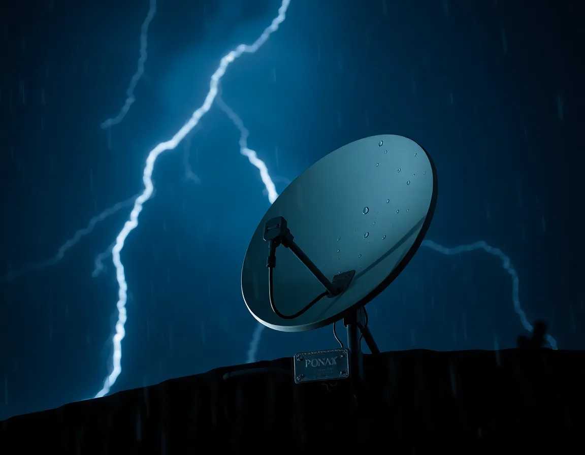 Satellite Dish in Thunderstorm