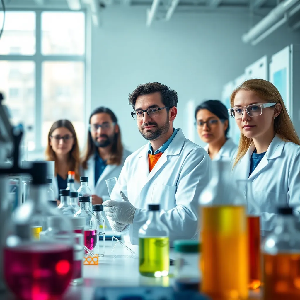 Dynamic Laboratory Research Scene with Scientists