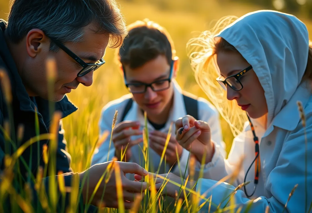 Entomologists Studying Insects in Nature