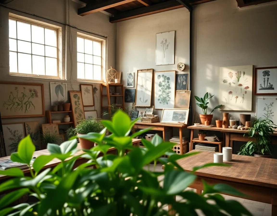 Botanical Artist's Studio with Specimens
