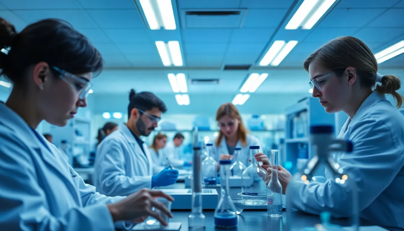 Scientists Collaborating in High-Tech Laboratory