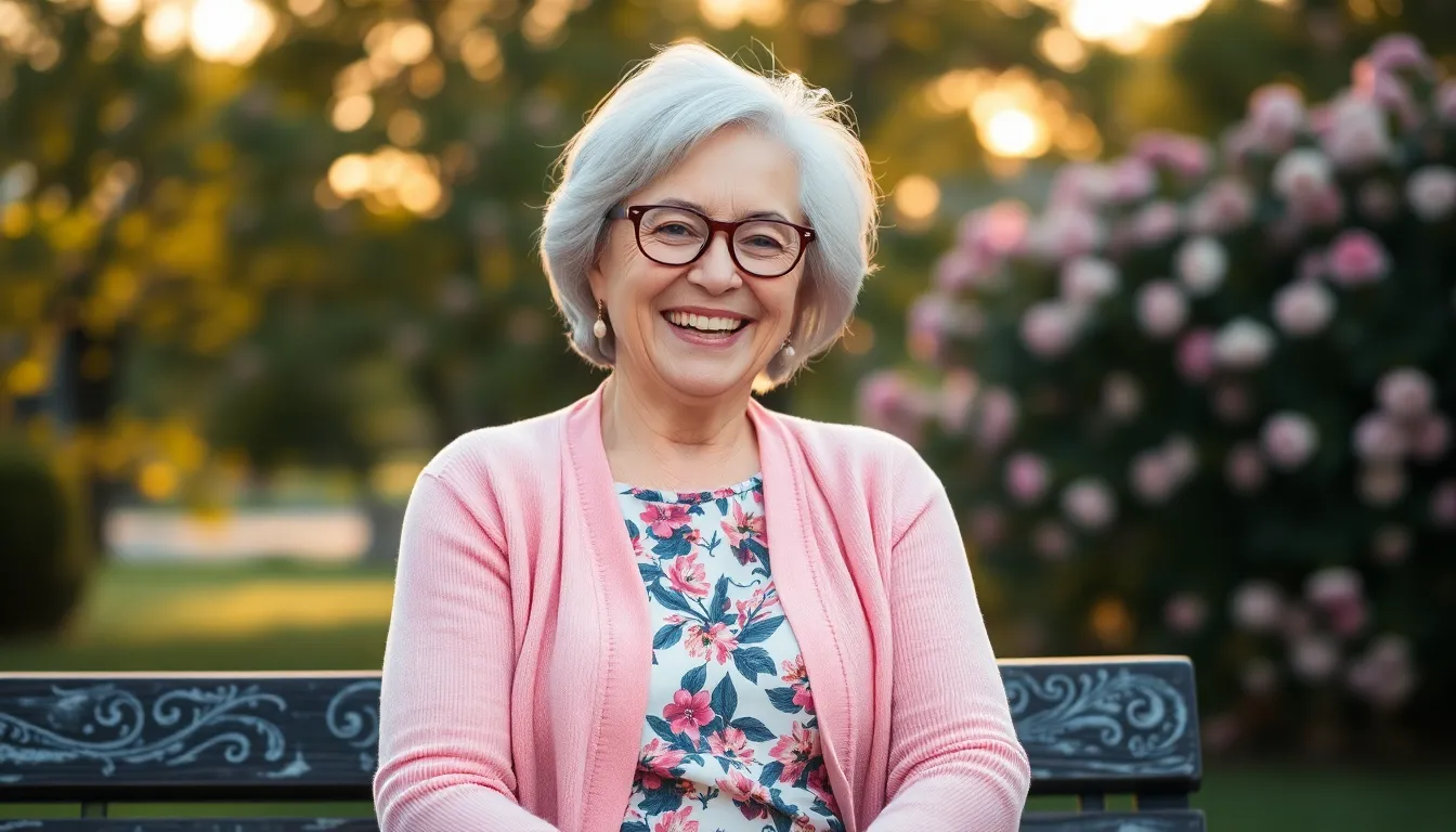 Joyful Senior Woman in Park