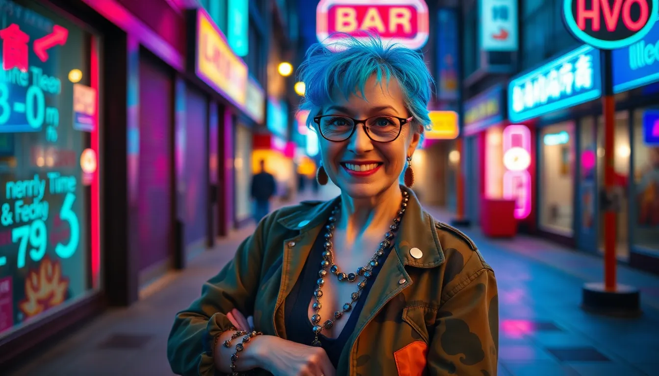 Confident Senior Woman in Urban Street