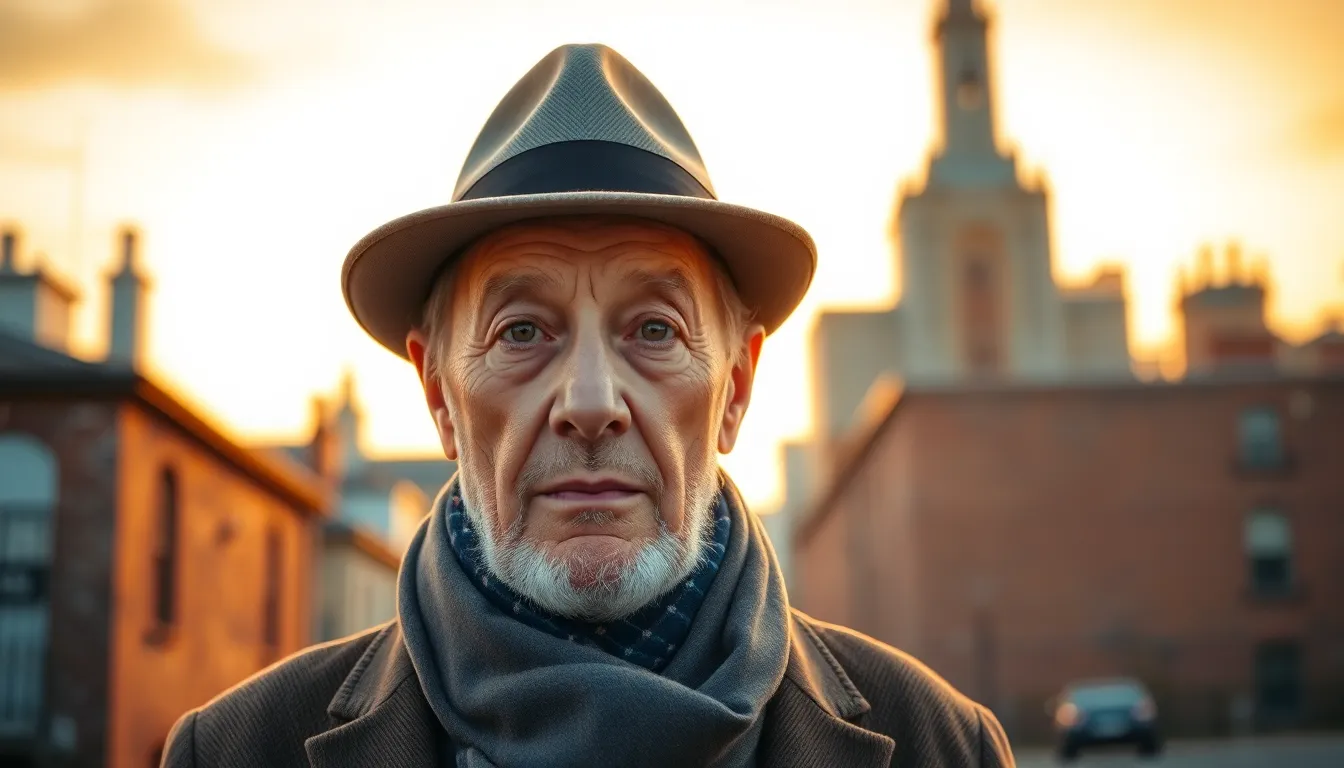 Stylish Senior Man in City at Sunset
