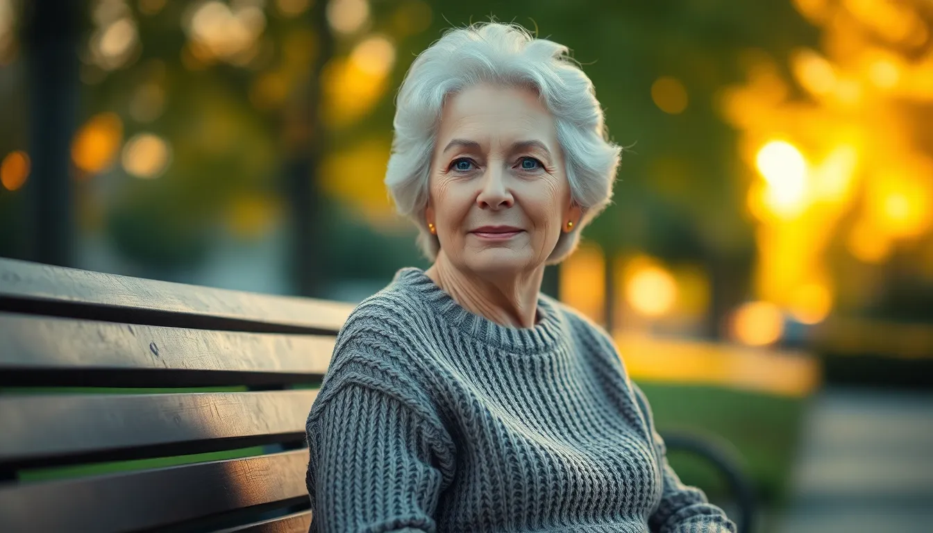 Peaceful Senior Woman in Park