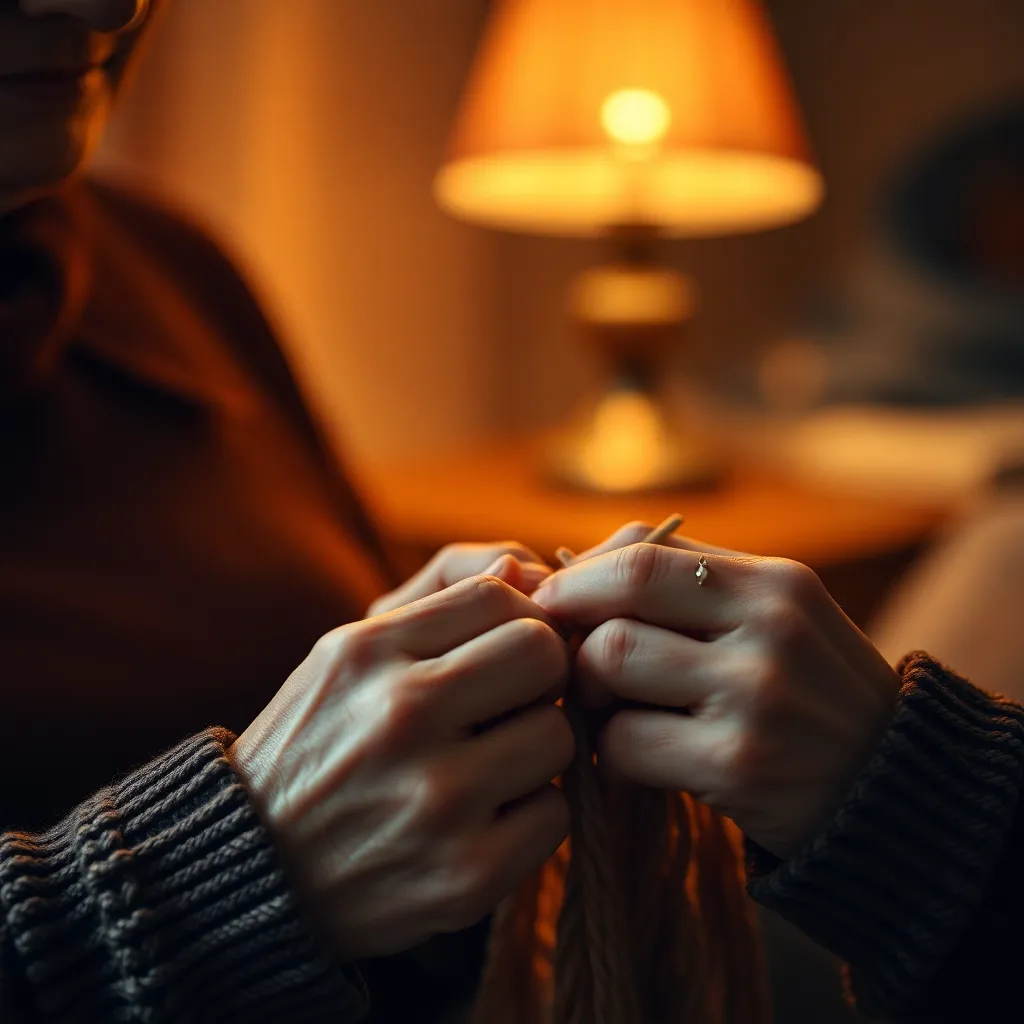 Close-Up of Senior Woman Knitting