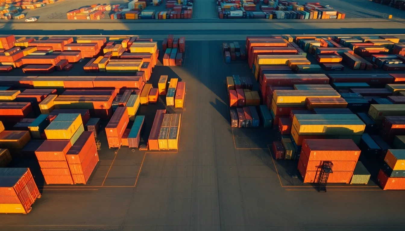 Aerial View of Shipping Yard