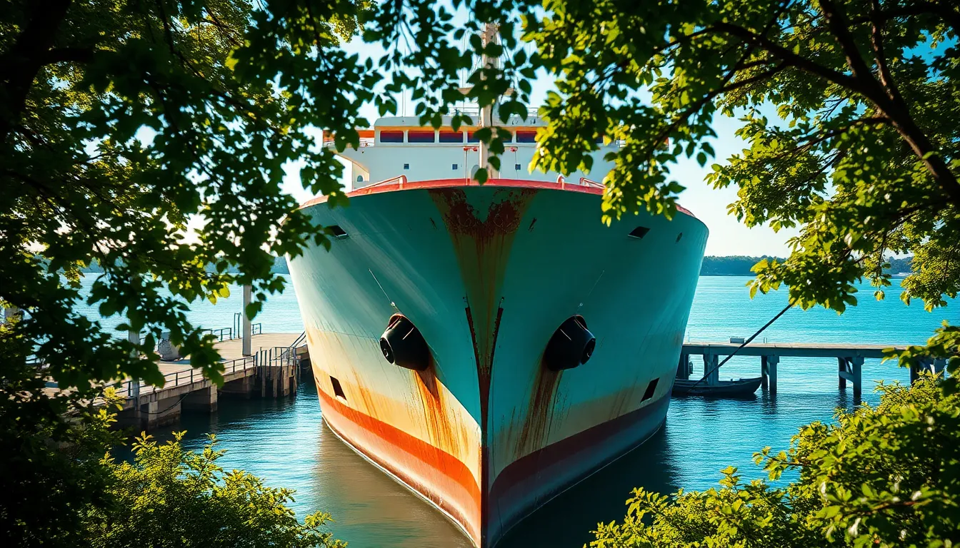 Cargo Ship Docked at Pier