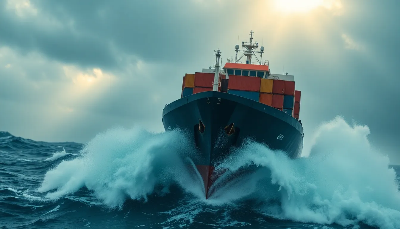 Cargo Ship in Stormy Seas