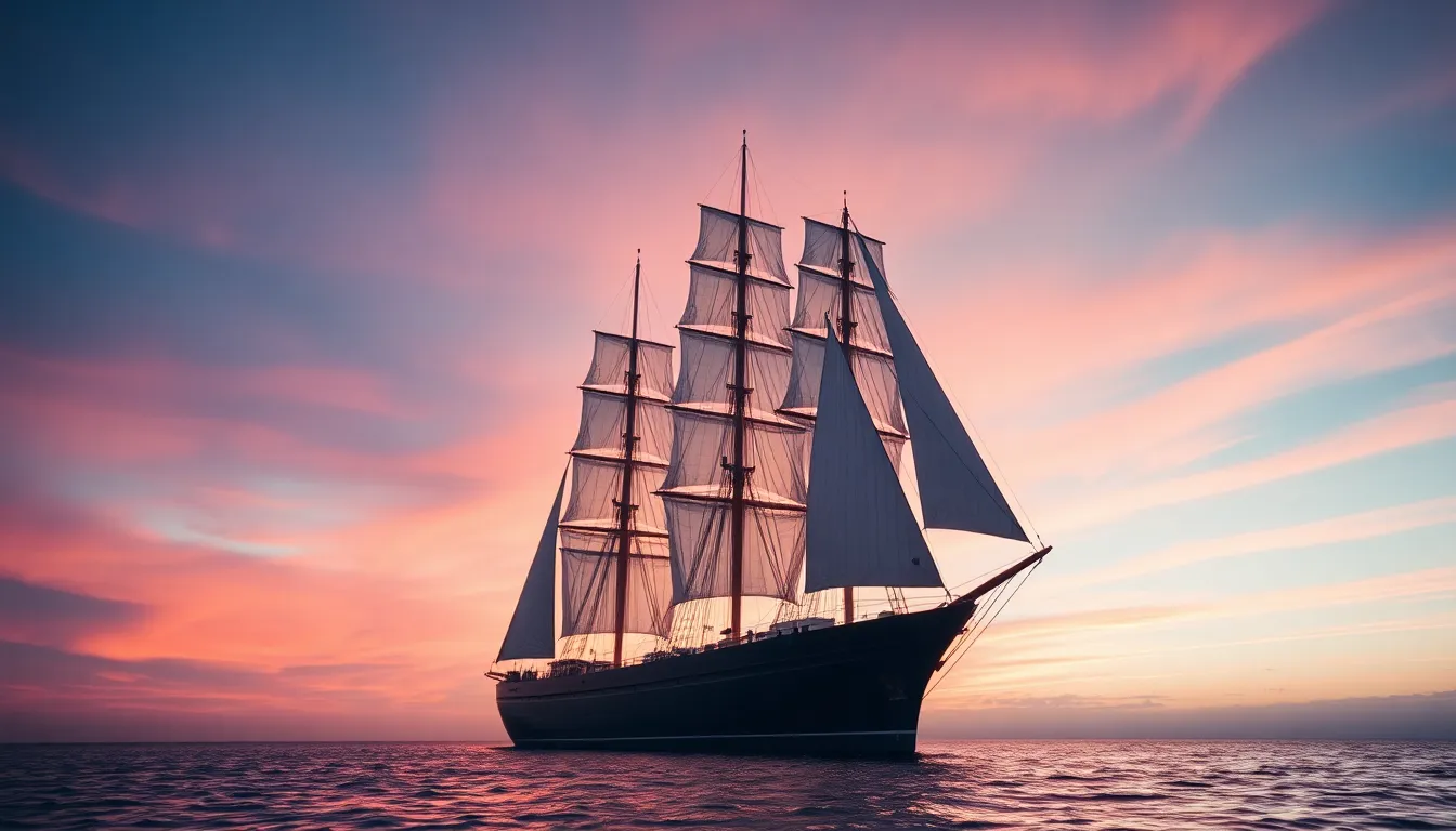 Majestic Tall Ship at Dawn