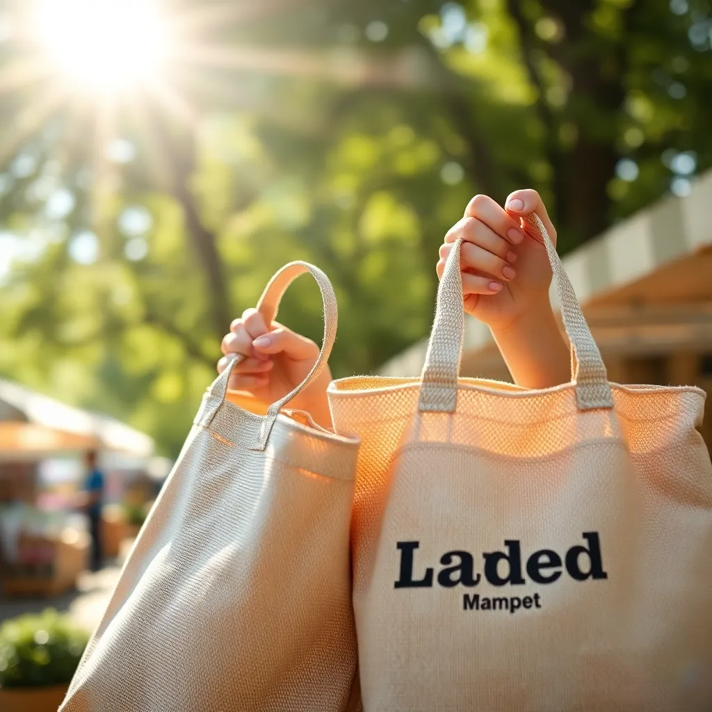 Close-Up of Woman's Eco-Friendly Shopping Bags