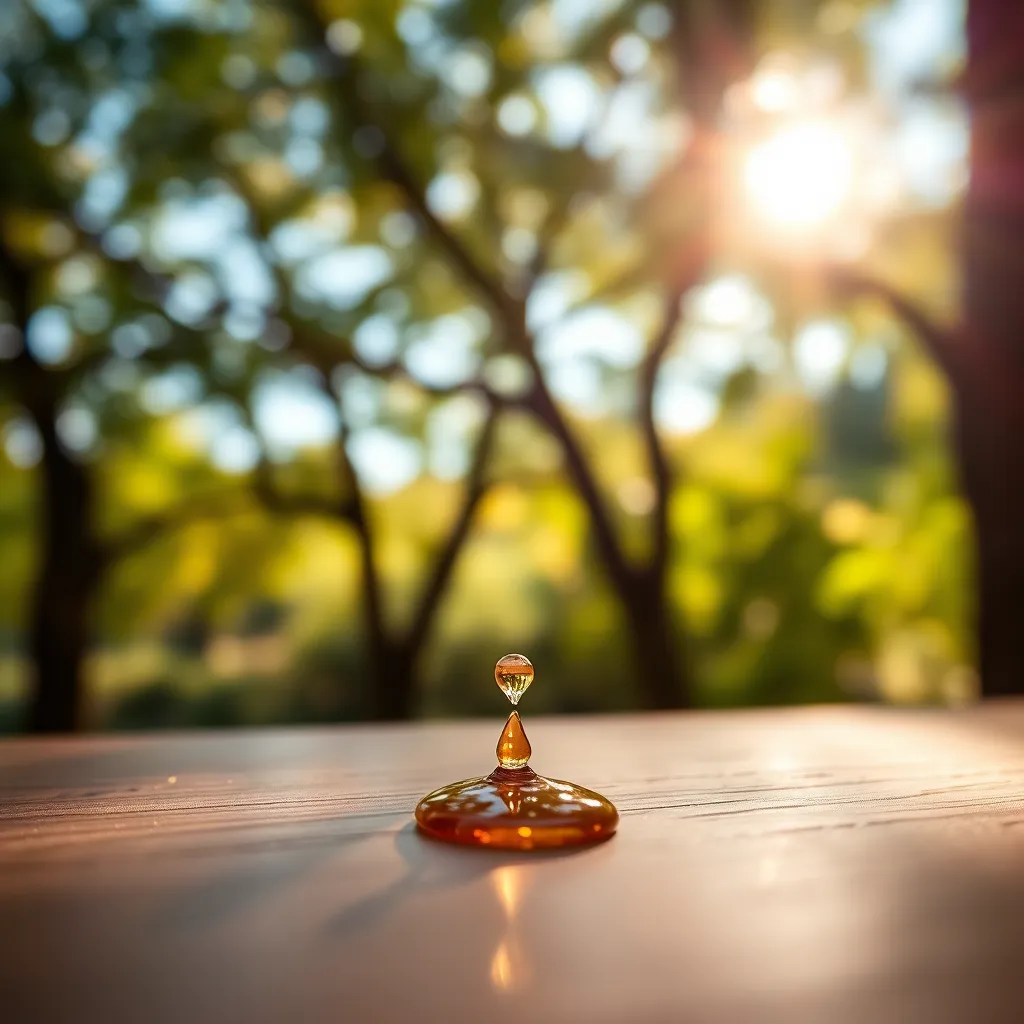 Close-up of Serum Drops in Natural Setting