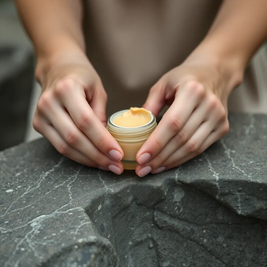 This image showcases a carefully arranged collection of premium skincare products on a polished marble countertop. The rich greens and golds of the packaging contrast beautifully with the smooth surface, while controlled studio lighting highlights the luxurious textures. A symmetrical composition draws the eye to the center, emphasizing the quality and elegance of the products.
