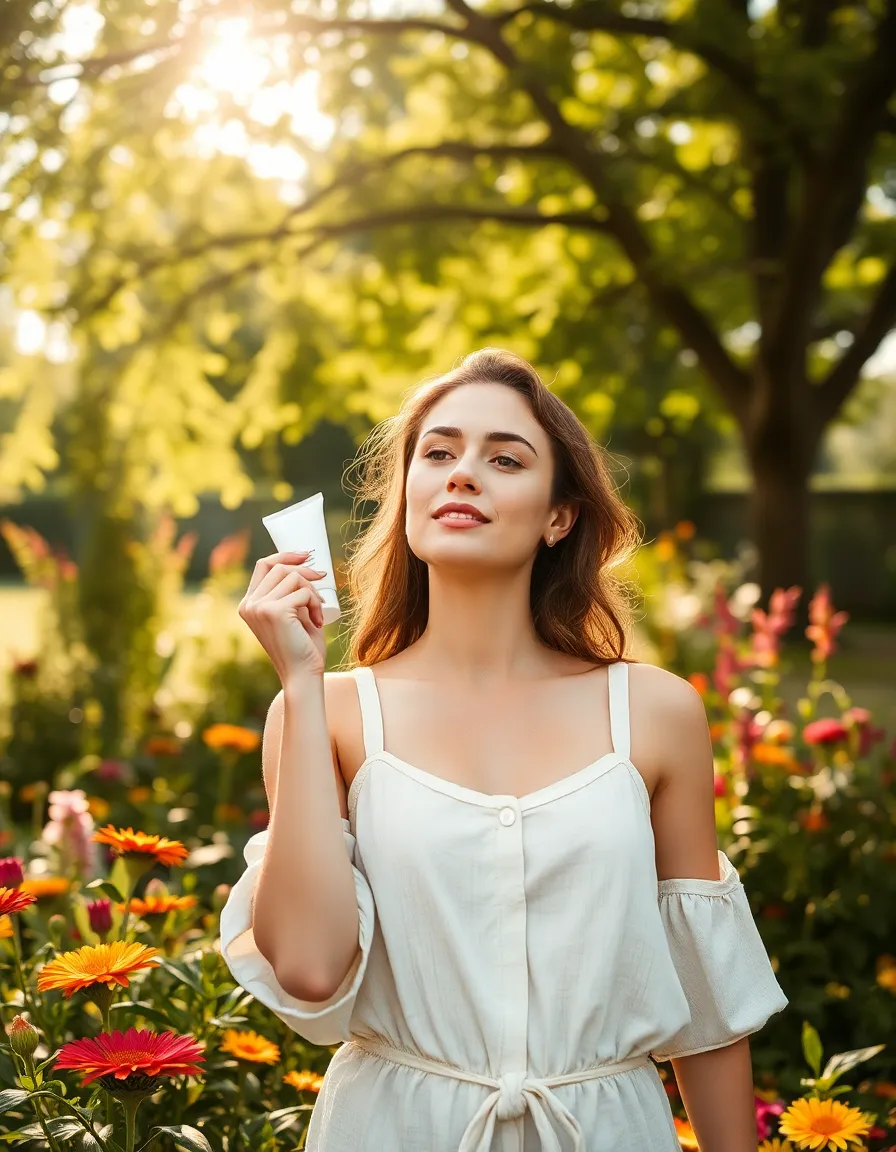 Natural Skincare Routine in Outdoor Garden