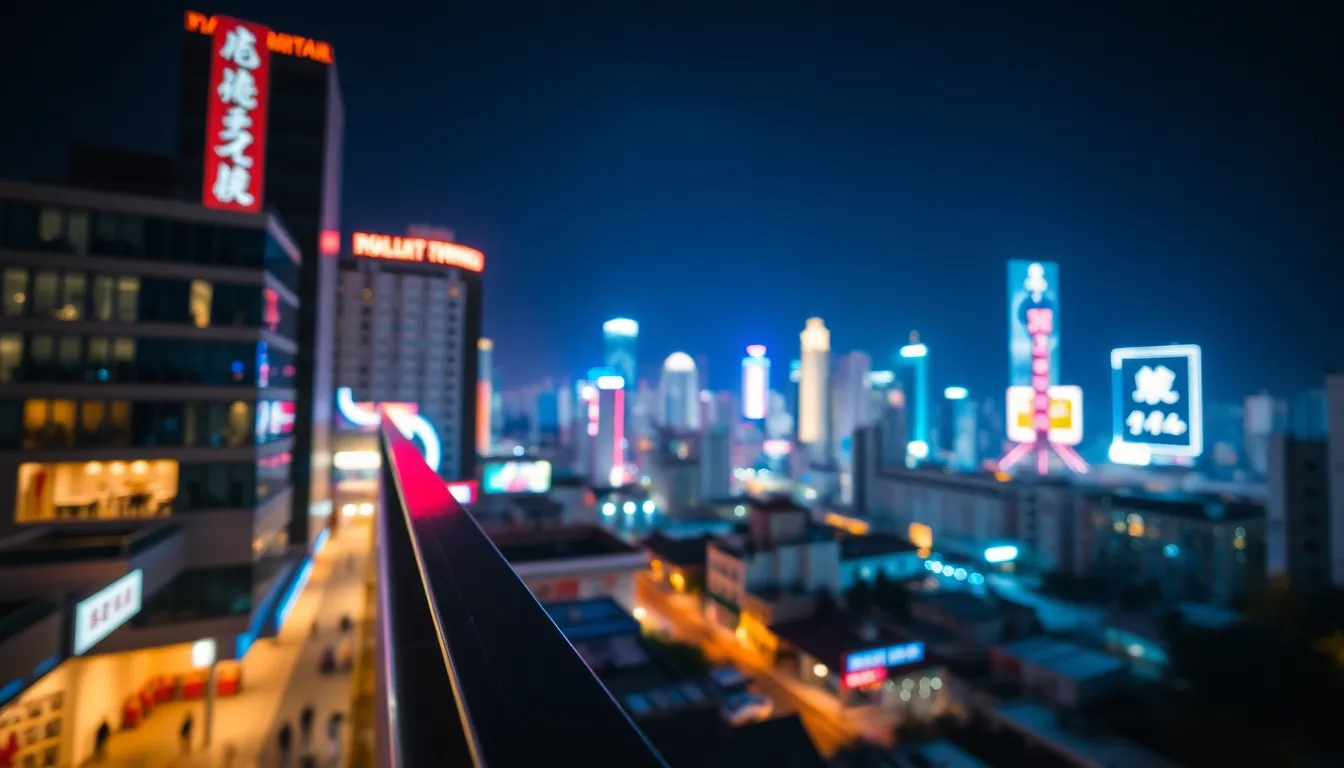 Neon-Powered City Skyline at Night