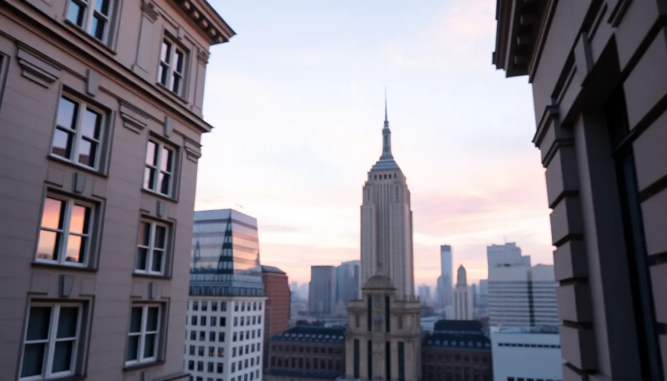 Dawn Skyline with Architectural Details
