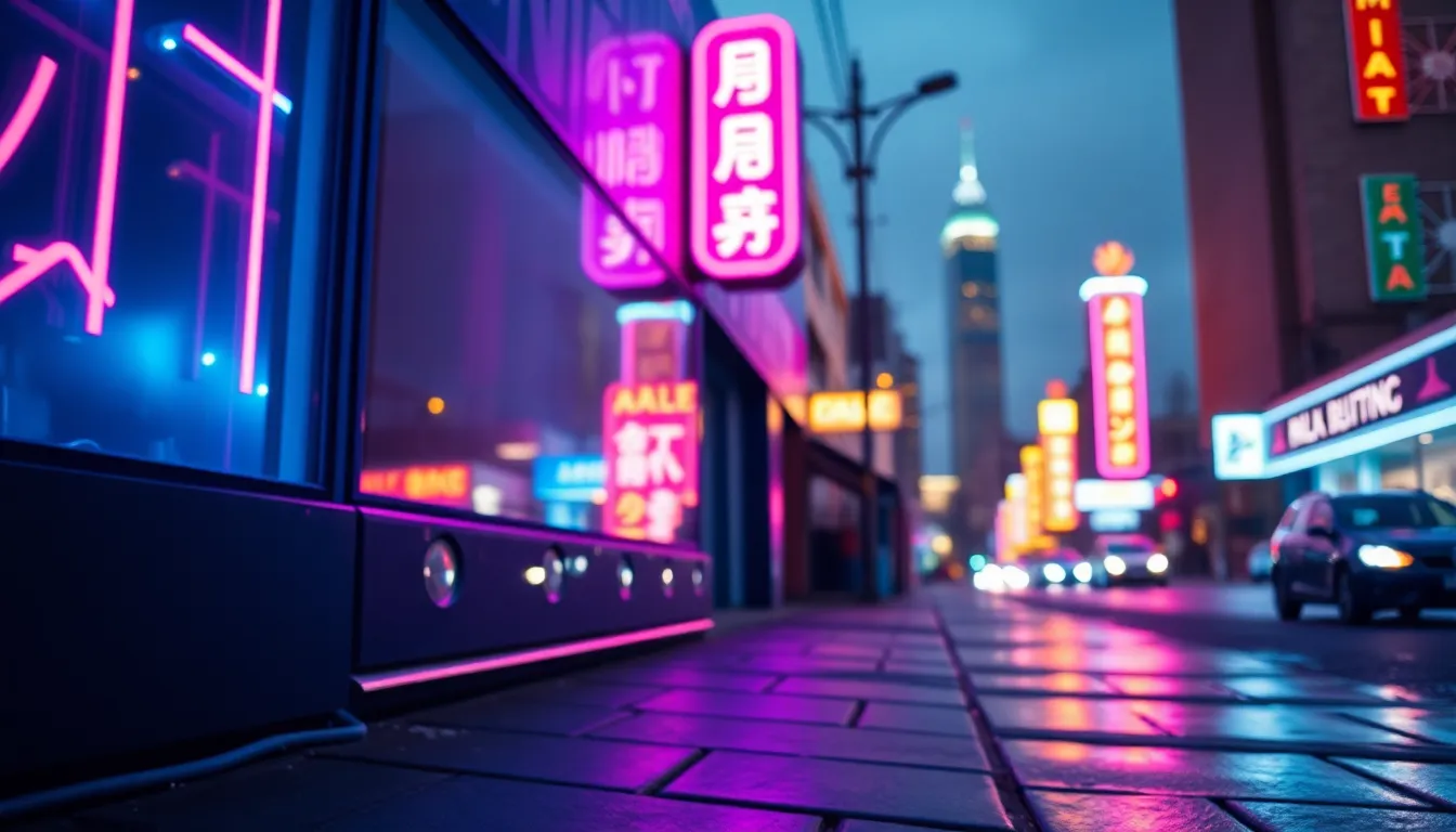 Vibrant Neon Skyline at Night