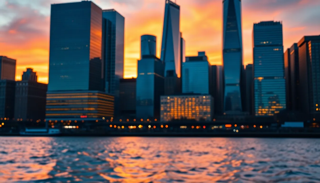 Stunning New York City Skyline at Sunset