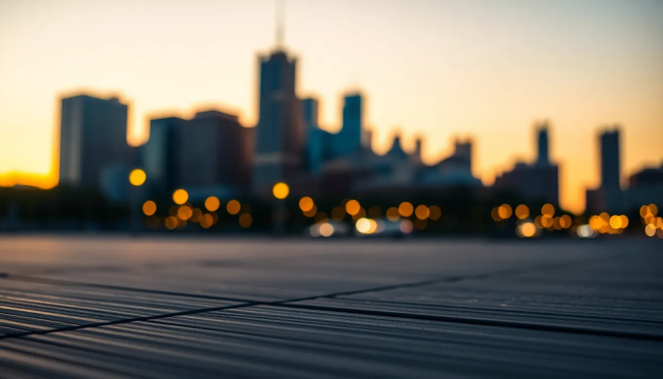Vibrant City Skyline at Sunset