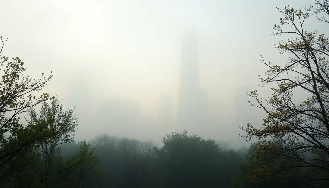 Misty Morning Chicago Skyline Enveloped in Fog