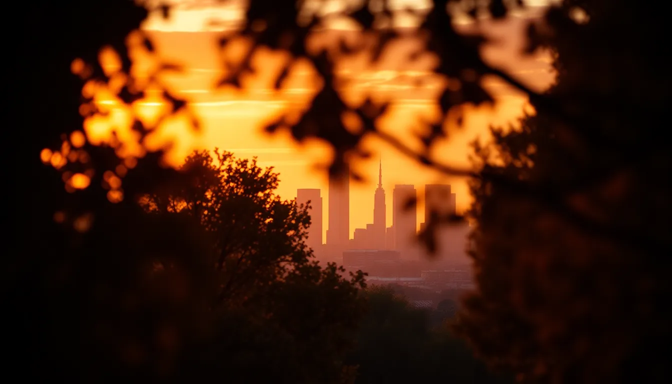 Vibrant Sunset Over the City Skyline