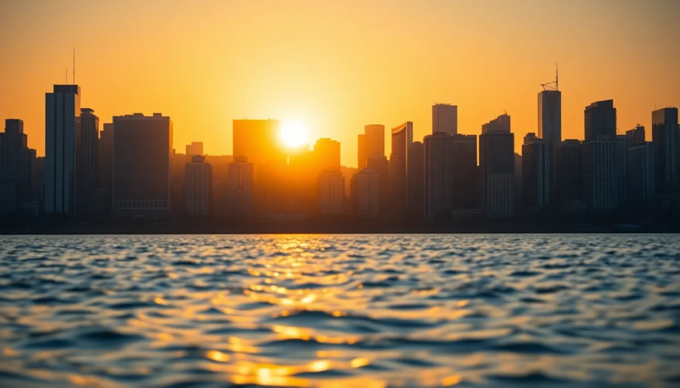 Golden Hour Skyline Reflections