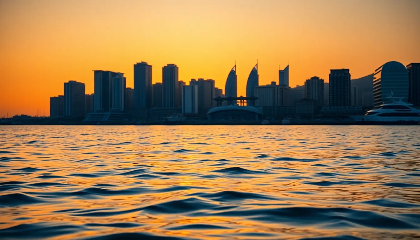 Coastal City Skyline at Golden Hour