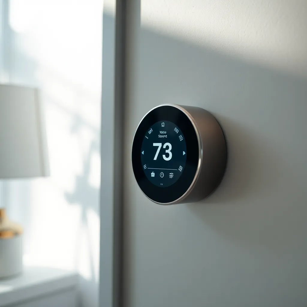 Close-Up of Smart Thermostat on Chic Wall