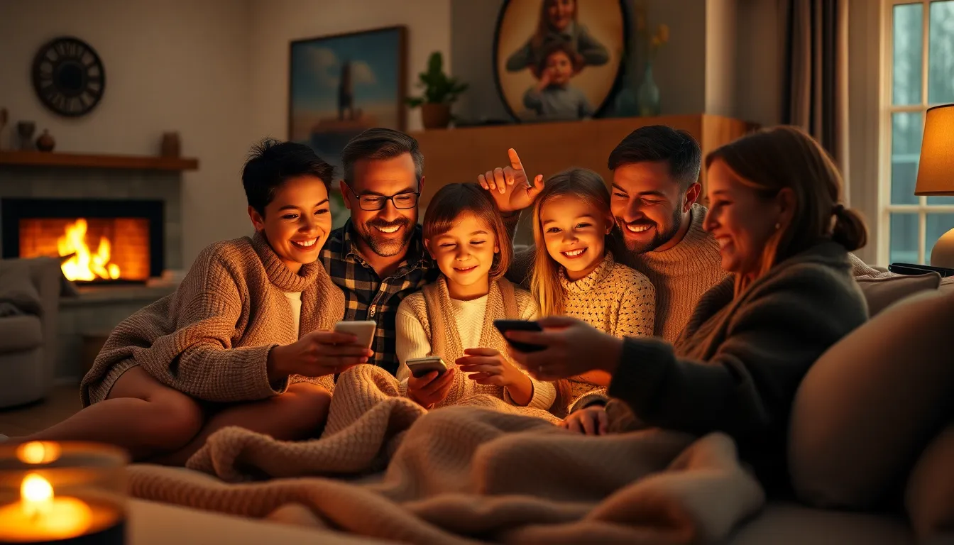 Family Enjoying Smart Home Living Room