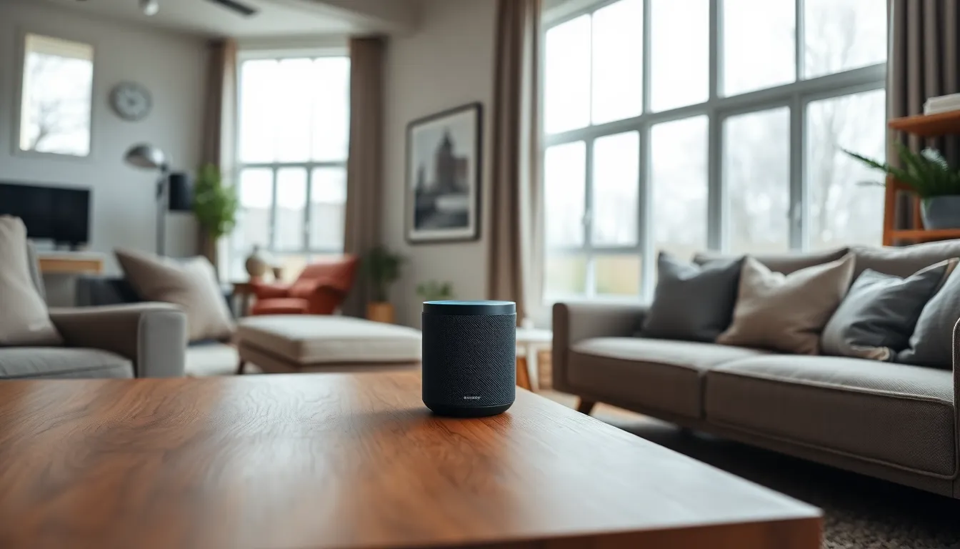 Modern Smart Speaker in Cozy Living Room
