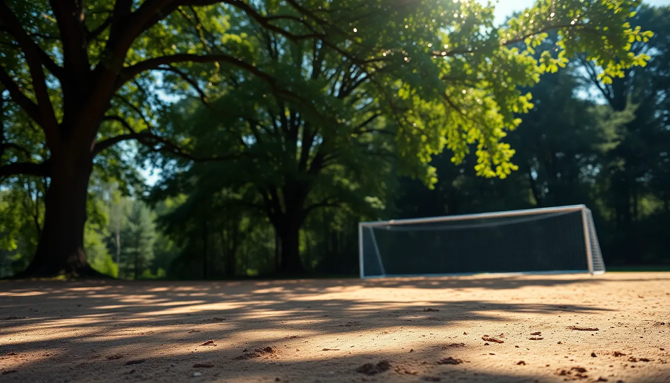 Scenic Soccer Match in a Park