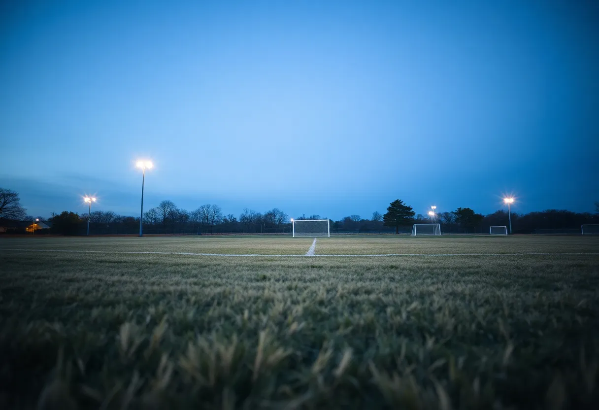Abandoned Soccer Field at Dusk