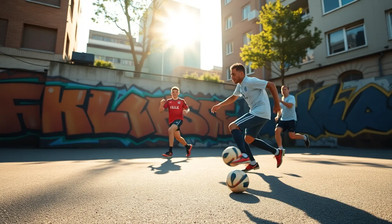 Energetic Street Soccer Match